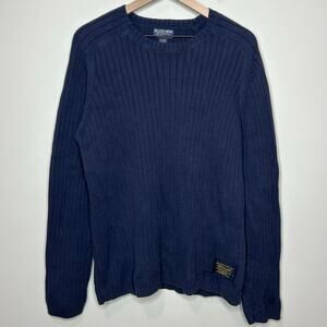 Polo Jeans Company Navy Blue Ribbed 100% Cotton Pullover Sweater Size XL Preppy